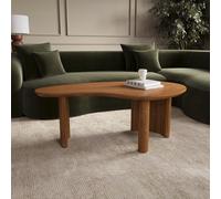 Large Curved Mango Wood Coffee Table with 3 Legs - Ivan