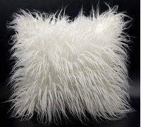 large cushion cover or cushions long Shaggy faux fur cushions 21x21" or 17x17" (White, 21" X 21" FILLED cushion)
