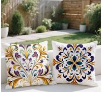 Large Cushion Covers 35x35cm Set of 2 Fall Outdoor Cushions Purple Sofa Cushions Carpet Pattern Pillow Case Linen Square Throw Pillow Double Sided Printing for Garden Balcony Farm Room Bed Decor j-730