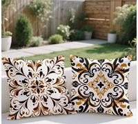 Large Cushion Covers 40x40cm Set of 2 Fall Outdoor Cushions Brown Sofa Cushions Bohemian Style Pillow Case Linen Square Throw Pillow Double Sided Printing for Garden Balcony Farm Room Bed Decor lj-750