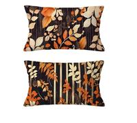 Large Cushion Covers 40x80cm Set of 2 Autumn Cushions Black Sofa Cushions Leaves Pillow Case Linen Throw Pillow Double Sided Printing for Garden Patio Balcony Farmhouse Home Living Room Decor md-698