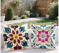 Large Cushion Covers 45x45cm Set of 2 Fall Outdoor Cushions Turquoise Sofa Cushions Retro Pillow Case Linen Square Throw Pillow Double Sided Printing for Garden Balcony Farmhouse Room Bed Decor lj-684