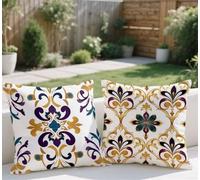 Large Cushion Covers 55x55cm Set of 2 Fall Outdoor Cushions Purple Sofa Cushions Carpet Pattern Pillow Case Linen Square Throw Pillow Double Sided Printing for Garden Balcony Farm Room Bed Decor j-728