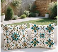 Large Cushion Covers 70x70cm Set of 2 Fall Outdoor Cushions Turquoise Sofa Cushions Bohemia Pillow Case Linen Square Throw Pillow Double Sided Printing for Garden Balcony Farm Room Bed Decor lj-654