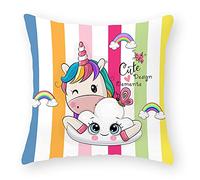 Large Cushion Covers 80 x 80 cm Rainbow Stripes Decorative Pillows with Invisible Zipper Short Plush Sofa Bed Cushions Washable Double Sided Print Scatter Cushions