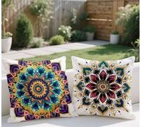 Large Cushion Covers 80x80cm Set of 2 Fall Outdoor Cushions Purple Sofa Cushions Nordic Style Pillow Case Linen Square Throw Pillow Double Sided Printing for Garden Balcony Farm Room Bed Decor lj-716