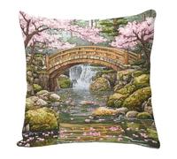 Large Cushions 60cm x 60cm Chinese Yellow Landscape Cushion Covers for Bedroom Living Room Car Garden Decorative Pillows Square Linen Throw Pillow Washable Outdoor Cushion Covers