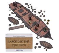 Large D&D Ship | 25" Long | Full Color on Wood | Portable | Upper & Lower Deck | 1” Battle Terrain | DND Pathfinder TTRPG | C4Labs | Original