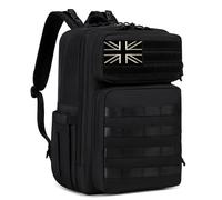 Large Dad Changing Bag Backpack, Tactical Style, Black-UK | Pram Clips, Luggage Sleeve for Travel, 4 Insulated Pockets