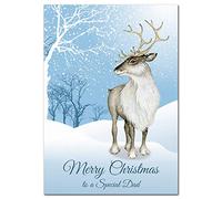 Large Dad Christmas Card - Reindeer - Extra Big thick XL size - Special Happy Merry Xmas - Luxury Greetings Traditional Wishes - Very Unusual - A4 29.7 x 21cm - Eco-Friendly - Made in UK