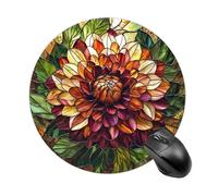 Large Dahlia Flower Mousepad Round Computer Mousepad Waterproof Gaming Mousepads with Non-Slip Rubber Base Mousepads Mousemat for Laptop Office 20 CM
