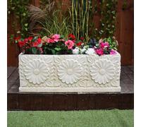 Large Daisy Design Stone Planter Trough