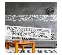Large Damask Border Painting Wall Stencil for Painting, Reusable Plastic Rococo Divider Drawing Template, Big Size Art Home Decor, Wall Floor Wood Fabric Furniture(S 55cmX10cm)