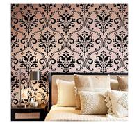 Large Damask Stencil for Wall Painting, 50cmX54cm Reusable Seamless Baroque Pattern Template for DIY Victorian Wallpaper Effect Home Decor Bedroom