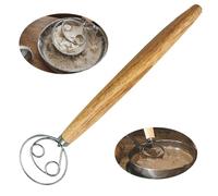 “Large Danish Dough Whisk 12.91 inches - Professional Dutch Egg Beater with Wooden Handle for Making Bread Dough, Pizza, Cakes, and Cookies”