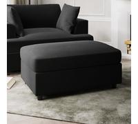 Large Dark Grey Velvet Footstool - August