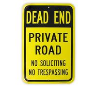 Large Dead End Private Road Sign, No Soliciting No Trespassing Sign, 18"X 12"... Metal Sign Plaque Poster 8X12 Inches