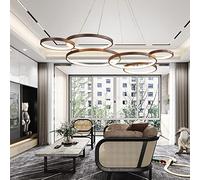 Large Decoration LED Pendant Light Hanging Lamp Modern Dining Table Pendant Lamp Dimmable with Remote Control Ceiling Lamp Height Adjustable Bedroom Living Room Chandelier Retro Design 6 Rings