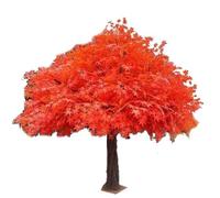 Large Decorative Artificial Maple Tree with Red Green Leaves, Realistic Faux Plant for Hotel, Cafe & Office Indoor(7ft)