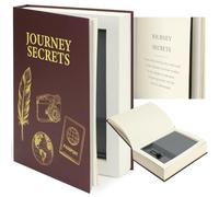 Large Decorative Book Safe with Combination Lock, 10.82" x 7.67" x 1.77" Hidden Storage Diversion Safe, Secret Lock Box for Cash, Passport, Phone, Jewellery & Valuables, Bookshelf Décor, Red