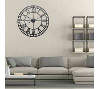 Large Decorative Metal Roman Numeral Skeleton Wall Clock
