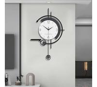 Large Decorative Wall Clocks with Storage Rack - Modern Minimalist Stylish Pendulum Clocks, Silent Non Ticking, Art Deco Quartz for Living Room Bedroom Office - Creativity at Its Best