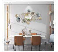 Large Decorative Wall Mirrors for Living Room,Creative Metal Ginkgo Biloba Wall-Mounted Mirror Wall Decor Mirror for Entrance Bedroom,A,94 * 52cm