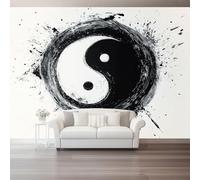 Large Decorative Wall Mural Abstract Yin-Yang Symbol Printed Non Self Adhesive Wallpaper, Paste Installation Black White Photo Wallpaper for Bedroom Living Room Wall Design 99" x 69"/250 x 175 cm(WxH)