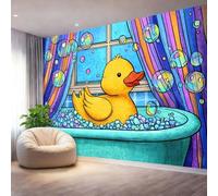 Large Decorative Wall Mural, Cartoon Yellow Duck Bathroom Printed Self Adhesive Wallpaper, Multicolor Photo Non-Woven Wallpaper for Bedroom Living Room Bedroom Wall Design 350 x 256 cm（WxH