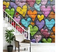 Large Decorative Wall Mural Modern Urban Graffiti Printed Non Self Adhesive Wallpaper, Paste Installation Colorful Photo Wallpaper for Bedroom Living Room Wall Design 138" x 101"/350 x 256 cm(WxH)