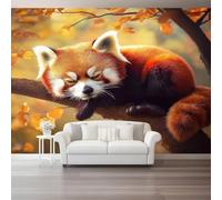 Large Decorative Wall Mural Natural Autumn Panda Cub Printed Non Self Adhesive Wallpaper, Paste Installation Brown Photo Wallpaper for Bedroom Living Room Wall Design 118" x 83"/300 x 210 cm(WxH)