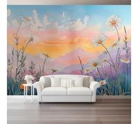 Large Decorative Wall Mural, Sunrise Over The Mountains Bohemia Printed Self Adhesive Wallpaper, Color Photo Non-Woven Wallpaper for Bedroom Living Room Bedroom Wall Design 400 x 280 cm（WxH