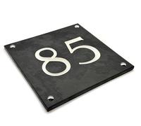 Large Deeply Engraved Black Slate house number sign plaque