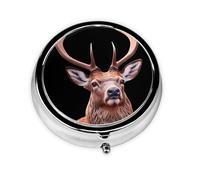 Large Deer Head Mini Round Pill Box, can be Put into Wallet, Pocket, Light and Convenient, 3 Compartment Pill Box, Portable Pill Box,