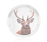 Large deer head Printed glass ashtray - suitable for home and office decoration, adding elegant style