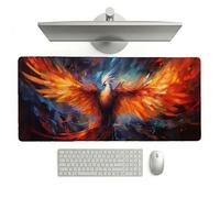 Large Desk Mat, 1200 x 400 x 3 mm Extended Mouse Pad, Animal Decorative Desk Pad with Non-Slip Rubber Base & Stitched Edges & Soft Smooth Surface, Waterproof Table Protector for Home(Phoenix) L-x1837