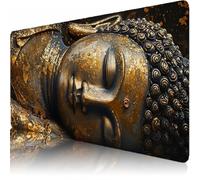 Large Desk Mat, 1200 x 400 x 3 mm Extended Mouse Pad, Zen Decorative Desk Pad with Non-Slip Rubber Base & Stitched Edges & Soft Smooth Surface, Waterproof Table Protector Gifts(Stone Statue) L-x1029