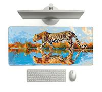 Large Desk Mat, 1200 x 600 x 3 mm Extended Mouse Pad, Animal Decorative Desk Pad with Non-Slip Rubber Base & Stitched Edges & Soft Smooth Surface, Waterproof Table Protector for Home(Africa) L-x1856