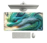 Large Desk Mat, 1200 x 600 x 3 mm Extended Mouse Pad, Cute Decorative Desk Pad with Non-Slip Rubber Base & Stitched Edges & Soft Smooth Surface, Waterproof Table Protector for Home(Dragon) L-x4293