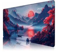 Large Desk Mat, 1200 x 600 x 3 mm Extended Mouse Pad, Sunset Decorative Desk Pad with Non-Slip Rubber Base & Stitched Edges & Soft Smooth Surface, Waterproof Table Protector for Home(Lake) L-x4937