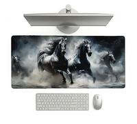 Large Desk Mat, 700 x 300 x 3 mm Extended Mouse Pad, Animal Decorative Desk Pad with Non-Slip Rubber Base & Stitched Edges & Soft Smooth Surface, Waterproof Table Protector for Home(Horse) L-x1794