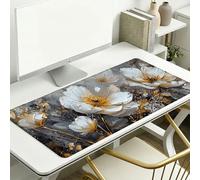 Large Desk Mat, 700 x 300 x 3 mm Extended Mouse Pad, Retro Decorative Desk Pad with Non-Slip Rubber Base & Stitched Edges & Soft Smooth Surface, Waterproof Table Protector for Home(Flower) L-x2601