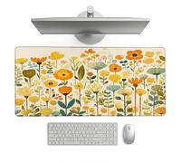 Large Desk Mat, 700 x 400 x 3 mm Extended Mouse Pad, Abstract Decorative Desk Pad with Non-Slip Rubber Base & Stitched Edges & Soft Smooth Surface, Waterproof Table Protector for Home(Flower) L-x1319