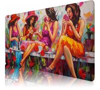 Large Desk Mat, 700 x 400 x 3 mm Extended Mouse Pad, Beauty Decorative Desk Pad with Non-Slip Rubber Base & Stitched Edges & Soft Smooth Surface, Waterproof Table Protector for Home(Flower) L-x5378