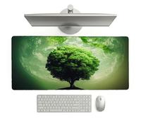 Large Desk Mat, 700 x 400 x 3 mm Extended Mouse Pad, Green Decorative Desk Pad with Non-Slip Rubber Base & Stitched Edges & Soft Smooth Surface, Waterproof Table Protector Gifts(Tree Of Life) L-x5211