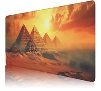 Large Desk Mat, 700 x 400 x 3 mm Extended Mouse Pad, Sunset Decorative Desk Pad with Non-Slip Rubber Base & Stitched Edges & Soft Smooth Surface, Waterproof Table Protector for Home(Pyramid) L-x4891