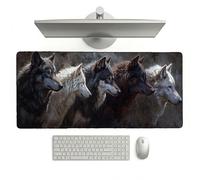 Large Desk Mat, 800 x 300 x 3 mm Extended Mouse Pad, Animal Decorative Desk Pad with Non-Slip Rubber Base & Stitched Edges & Soft Smooth Surface, Waterproof Table Protector for Home(Wolf) L-x1800