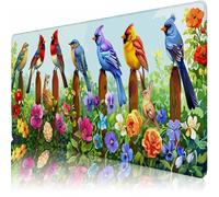 Large Desk Mat, 800 x 300 x 3 mm Extended Mouse Pad, Bird Decorative Desk Pad with Non-Slip Rubber Base & Stitched Edges & Soft Smooth Surface, Waterproof Table Protector for Home(Flower) L-x5853