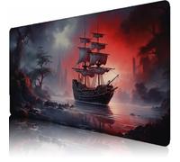 Large Desk Mat, 800 x 300 x 3 mm Extended Mouse Pad, Boat Decorative Desk Pad with Non-Slip Rubber Base & Stitched Edges & Soft Smooth Surface, Waterproof Table Protector for Home(Landscape) L-x1471