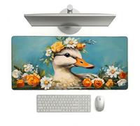 Large Desk Mat, 800 x 300 x 3 mm Extended Mouse Pad, Cartoon Decorative Desk Pad with Non-Slip Rubber Base & Stitched Edges & Soft Smooth Surface, Waterproof Table Protector for Home(Duck) L-x4226